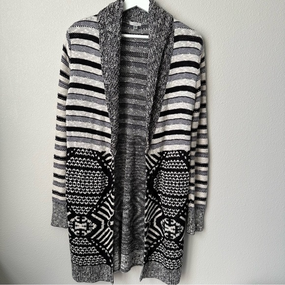 Ecotè Mix Intarsia Open-Front Cardigan - Picture 3 of 7